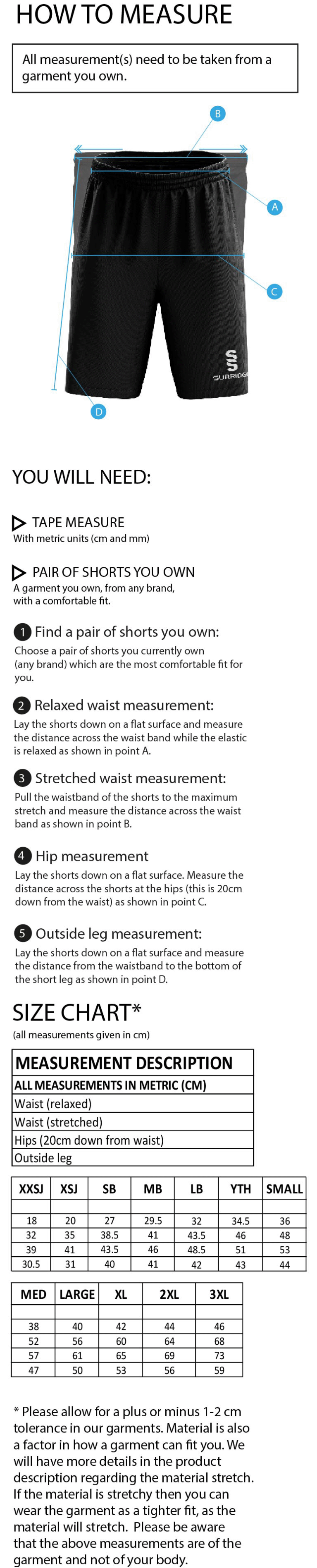 Alvechurch FC - Fuse Short - Unisex Fit - Size Guide